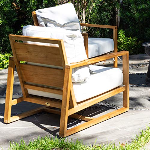 Alveare Home Santorini Cove Outdoor Teak Chair with Cushion Natural