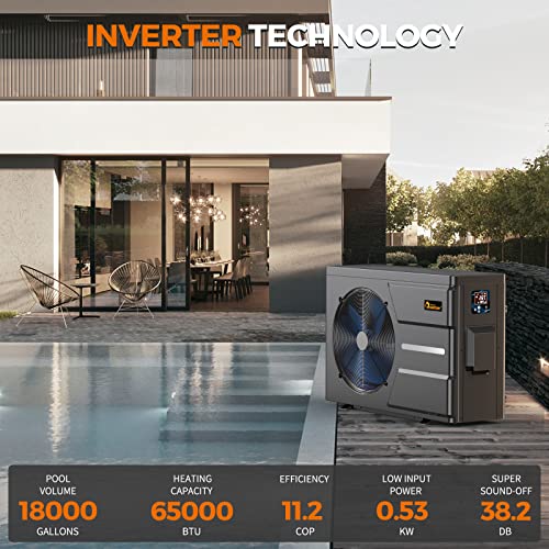 DR. INFRARED HEATER DR-650HP Full DC Inverter Heat Pump for Ground Swimming Pools, Black