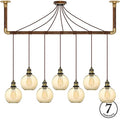 Hangout Lighting Brown and Amber Globe Glass Shade Pendant Light with Wood and Brass Ceiling Bracket