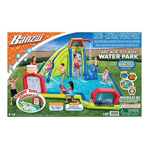 BANZAI Inflatable Arcade Splash Water Park - Slide, Splash & Have a Blast! - Multicolor