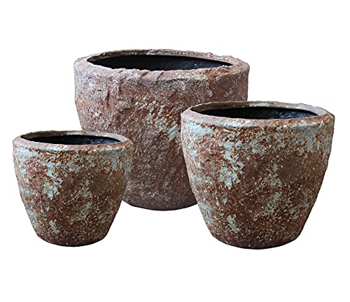 HomeRoots 1" X 21" X 17" Rocky Round Tall Planter Brown