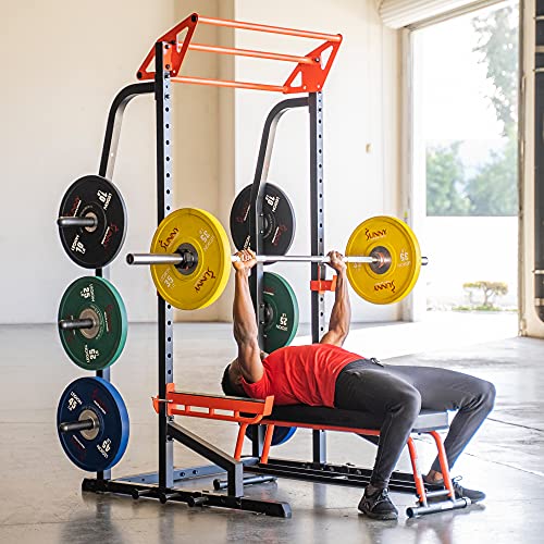 Sunny Health & Fitness Power Zone Half Rack Heavy Duty Performance Power Cage Black