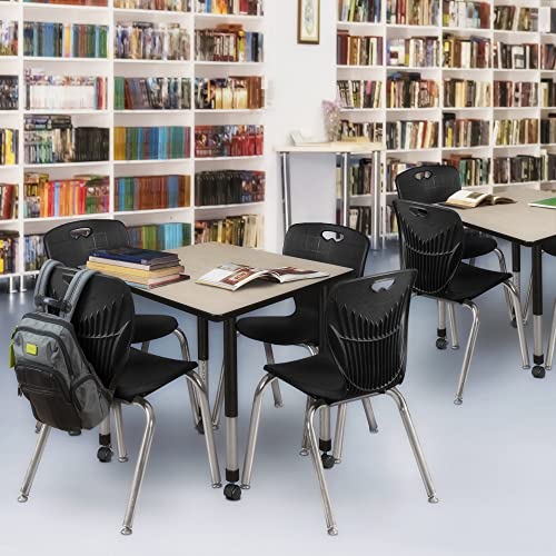 Regency Kee Height Adjustable Mobile Square Classroom Table 36" Maple