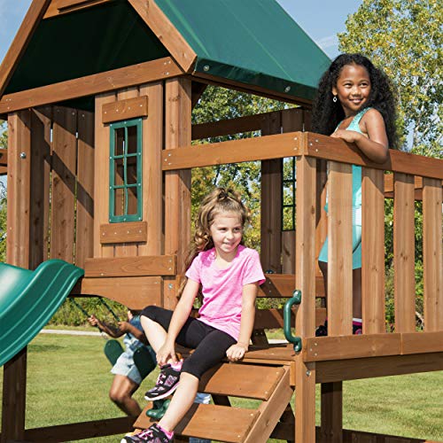 Swing-N-Slide Fremont Wooden Swing Set with Slide Brown