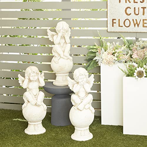 Deco 79 Magnesium Oxide Biblical Angel Garden Sculpture Set of 3 White 11"W, 29"H
