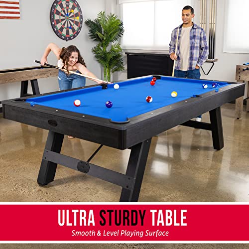 GoSports 8 ft Pool Table with Wood Finish Blue