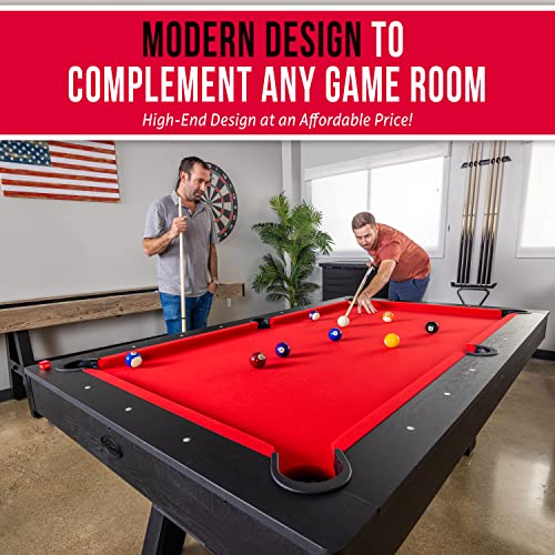 GoSports 7 ft Pool Table with Wood Finish Red
