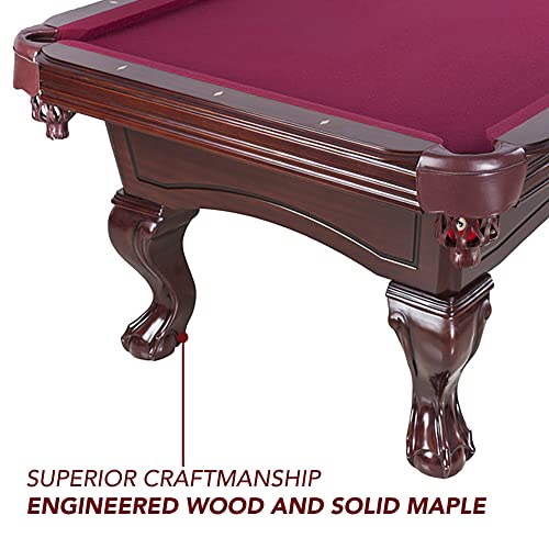 Hathaway Augusta 8-ft Pool Table with Burgundy Felt - Mahogany Finish