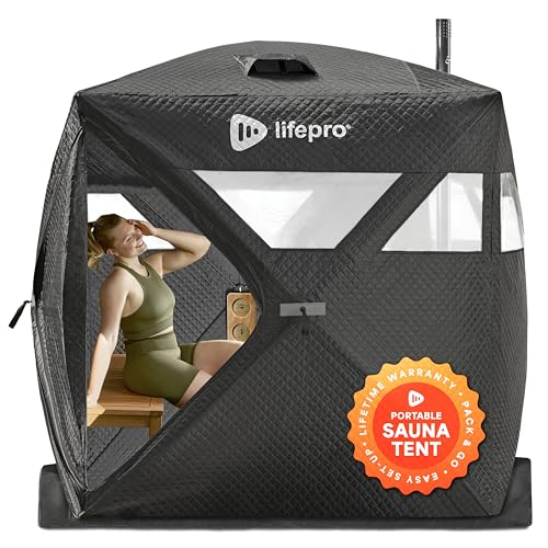 LifePro Outdoor Sauna Tent with Wood Stove Black