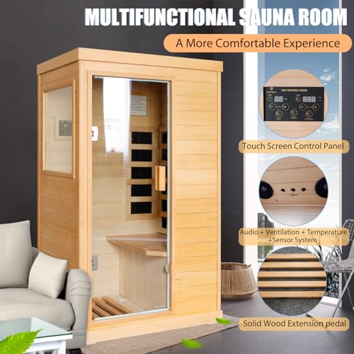 Daleyzay 1-Person Infrared Sauna Canadian Hemlock Natural