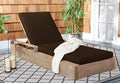 Safavieh Couture Outdoor Collection Lanai Solid Wood Chaise Lounge Chair Natural/Dark Brown
