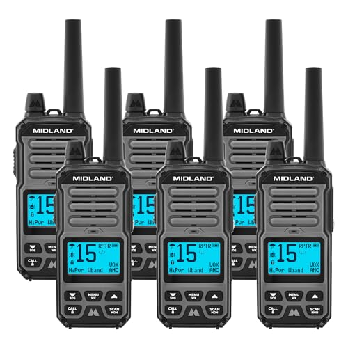 Midland GXT67 Pro GMRS Two Way Radio 6 Pack Bundle Silver