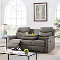 Eafurn Grey Faux Leather Double Recliner Loveseat Sofa with Console 78.74