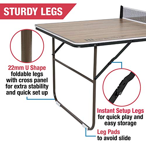 MD Sports Quick Fold Table Tennis Table Brown Wood Grain & White