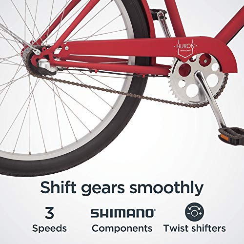 Schwinn Huron Adult Beach Cruiser Bike 26-Inch Red