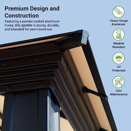 Paragon Outdoor 12’ x 20’ Santa Monica Hard Top Gazebo Black