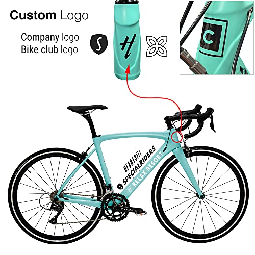 Hearts Bio Carbon Frame Road Bike Model H - Carbon Fiber Racing Bicycle with SORA 18 Speed Derailleur System (52) Celeste, HeartsBio Blue