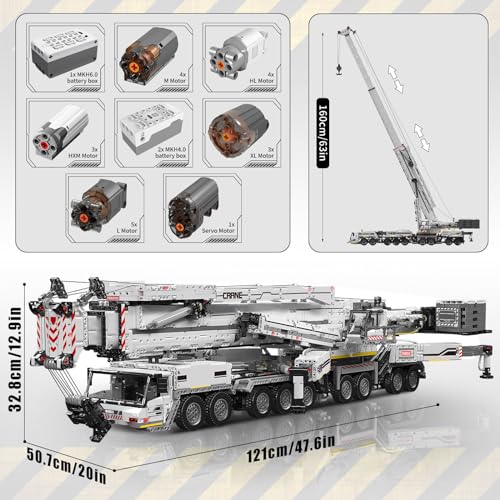 Mould King LTM11200 Technology Crane Building Set 8506 Pieces, APP Programmable White