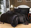MAXFEEL 4pcs Mulberry Silk Bedding Set King Black