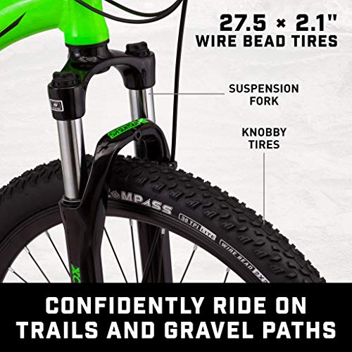 Mongoose Switchback Trail Hardtail Mountain Bike 21-Speed 27.5-Inch Neon Green