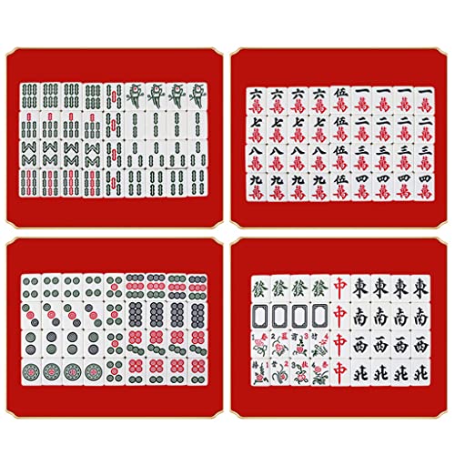 SHATONG Chinese Mahjong Travel Game Set with 144 Melamine Tiles and Portable Storage Case