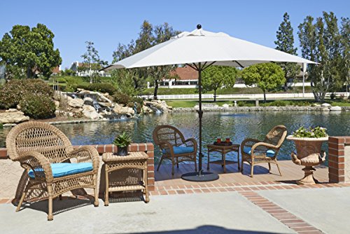 California Umbrella 11' x 8' Rectangle Aluminum Market Umbrella, Crank Lift, Bronze Pole, Sunbrella Navy