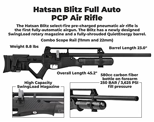 Wearable4U Hatsan Blitz Full Auto PCP .25 Cal Air Rifle Bundle with 150 Pellets & 100 Targets