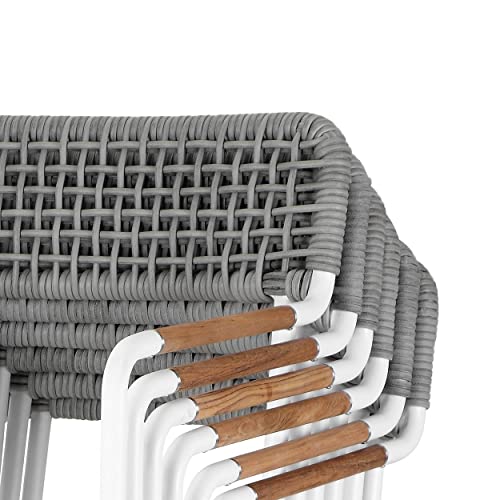 Benzara Shia 22 Inch 4 Side Chair and 2 Armchair Set White and Gray