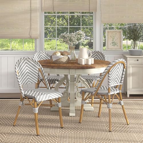 Furniture of America Acti Modern Aluminum Patio Dining Chair Set of 4 Gray