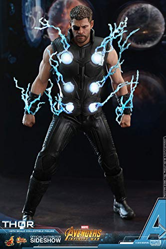 Hot Toys Marvel Avengers Infinity War Thor 1/6 Scale Action Figure Metallic Silver and Light Blue