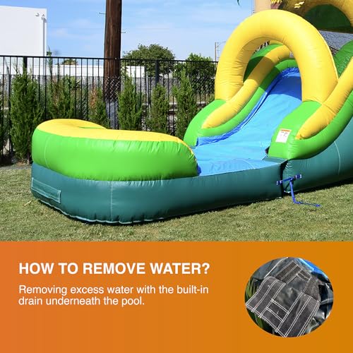 JumpOrange Commercial Inflatable Tropical Aloha Bounce House with Slide and Blower Aloha Tropical Mega 5-in-1 Wet/Dry Combo