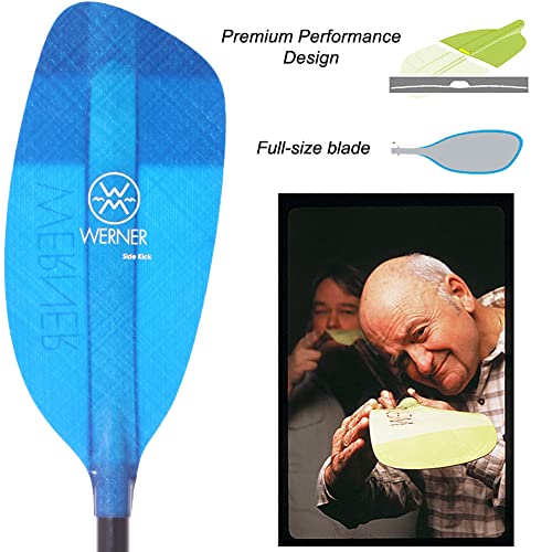 Werner Sidekick Fiberglass Straight Shaft Kayak Paddle Translucent Blue