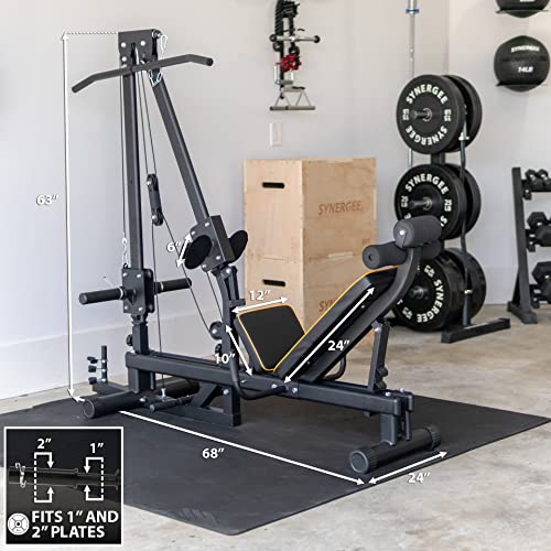 Synergee Leg Press Machine with LAT Pull Down Attachment Black