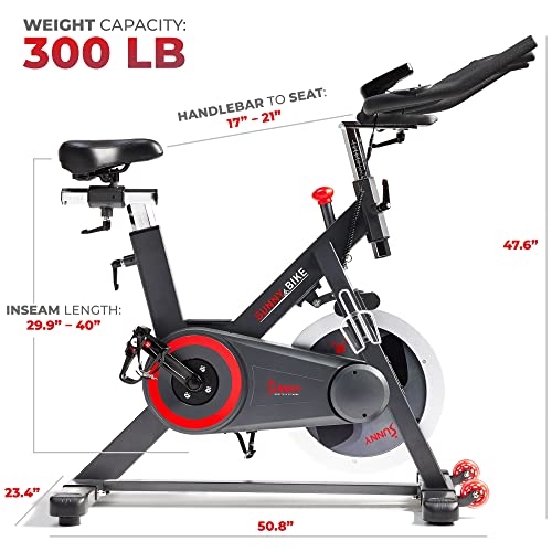 Sunny Health & Fitness Premium Indoor Cycling Smart Stationary Bike Grey