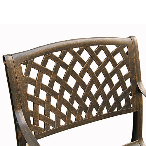 Oakland Living Contemporary Modern Mesh Lattice Oval Patio Dining Set with Ten Chairs Bronze