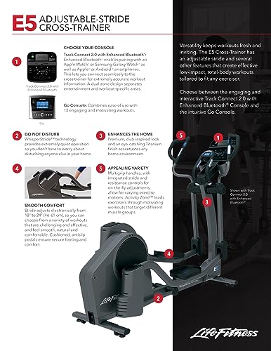 Life Fitness E5 Cross Trainer Elliptical Exercise Machine with Go Console Titanium