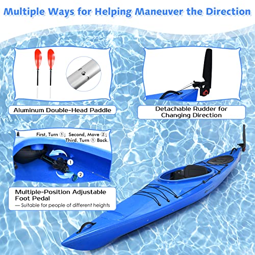 GLOBALWAY 12FT Sit-in Kayak with Storage, 1-Person Surfing Raft Blue