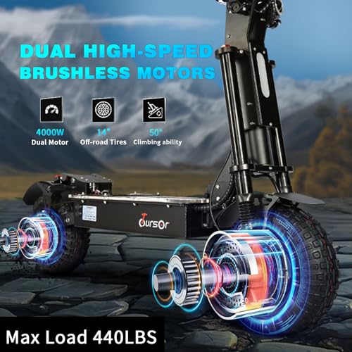 Toursor Foldable Electric Scooter 10,000W Dual Motor Black