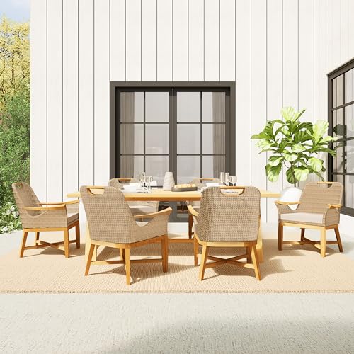 Cambridge Casual Sydney Outdoor Dining Chairs Teak Wood and All-Weather Wicker