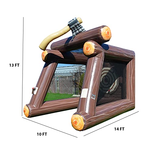 XJUMP 13' Inflatable Axe Throwing Target Game with Blower and Foam Axes Brown/Black