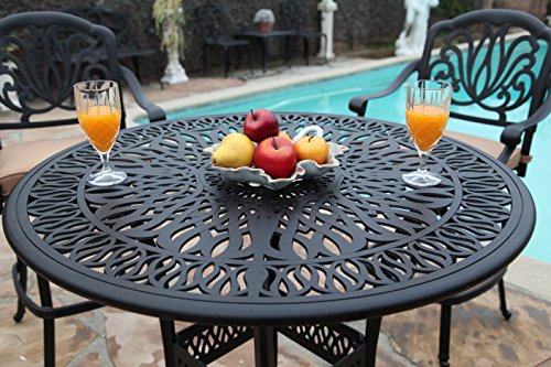 GrandPatioFurniture.com CBM Patio Elisabeth Collection Cast Aluminum 5 Piece Bar Set 42" Black Brown
