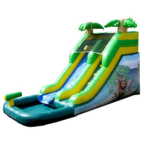 JumpOrange 12' Safari Water Slide Inflatable with Splash Pool Green