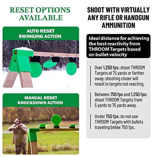 THROOM Reactive Self-Healing Shooting Targets Bundle with 2x4 Stand Brackets and Splatter Stickers Green