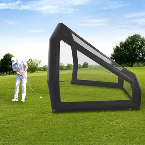 QUSKLISU Inflatable Golf Practice Net Cage with 800W Blower Black