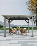 DEXSO 10' x 12' Cedar Wood Pergola with Retractable Shade Canopy Charcoal Gray