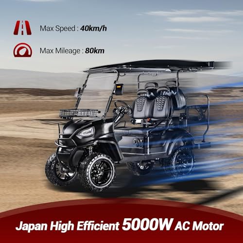 StandbyMe Electric Golf Cart 5000-Watt Motor 4-Seat 48V Battery Golf Utility Buggy Black