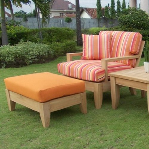WholesaleTeak Atnas 5-Piece Teak Sofa Lounge Chair Set with 4 Chairs & Round Coffee Table
