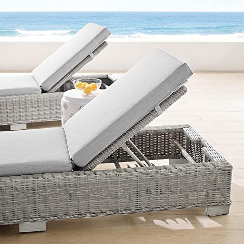 Modway Conway Sunbrella Outdoor Patio Wicker Rattan Chaise Lounge Light Gray