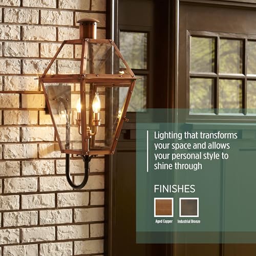 Quoizel Rue De Royal Charleston Outdoor Wall Lantern 22.5 Inch 2-Light Aged Copper