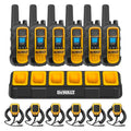 DEWALT DXFRS800 Heavy Duty Walkie Talkies Bundle with Remote Speaker Microphones, 6 Pack Black/Yellow